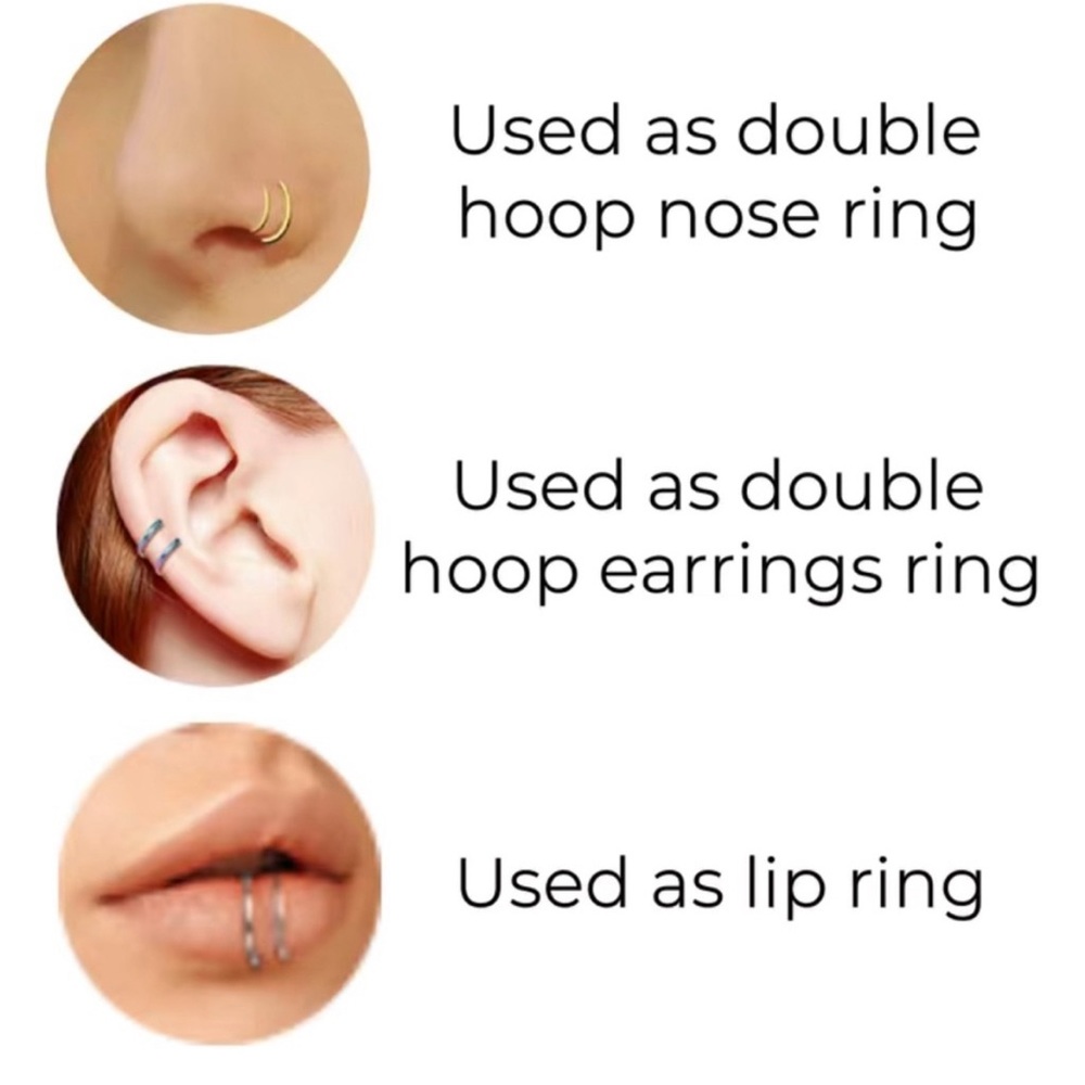 20 gauge 14K Gold Filled or Sterling Silver Double Nose Ring - Picture 4 of 11